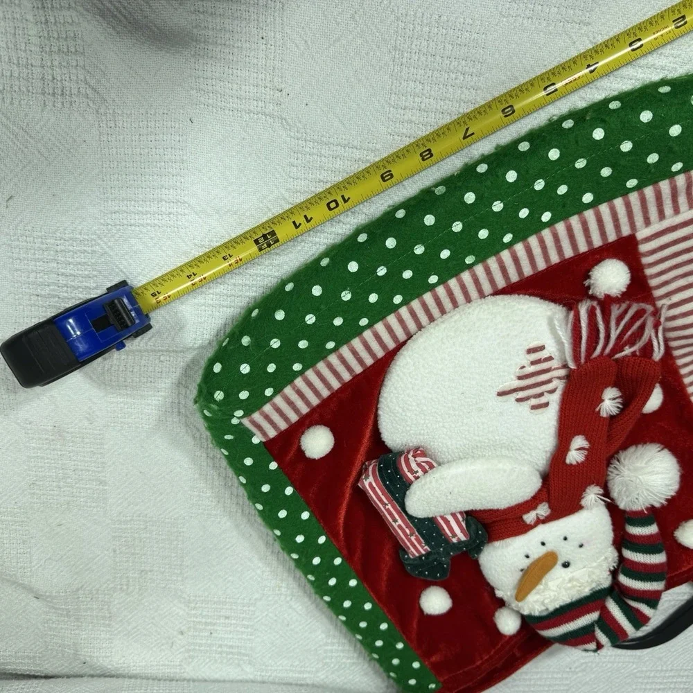 Christmas Red Fleece Hand Bag Purse‎ Tote with Snowman Polka Dot Handle Strap
